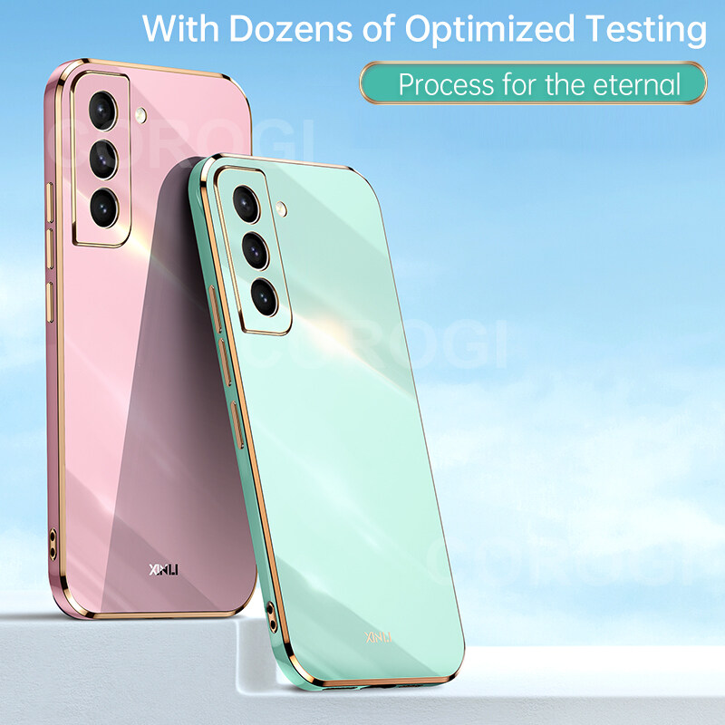 For Samsung Galaxy S22 Plus Back Cover Fashion Shiny Plating Square Bumper Camera Protection Case Soft Silicone Shockproof Protective Mobile Phone Cases. 