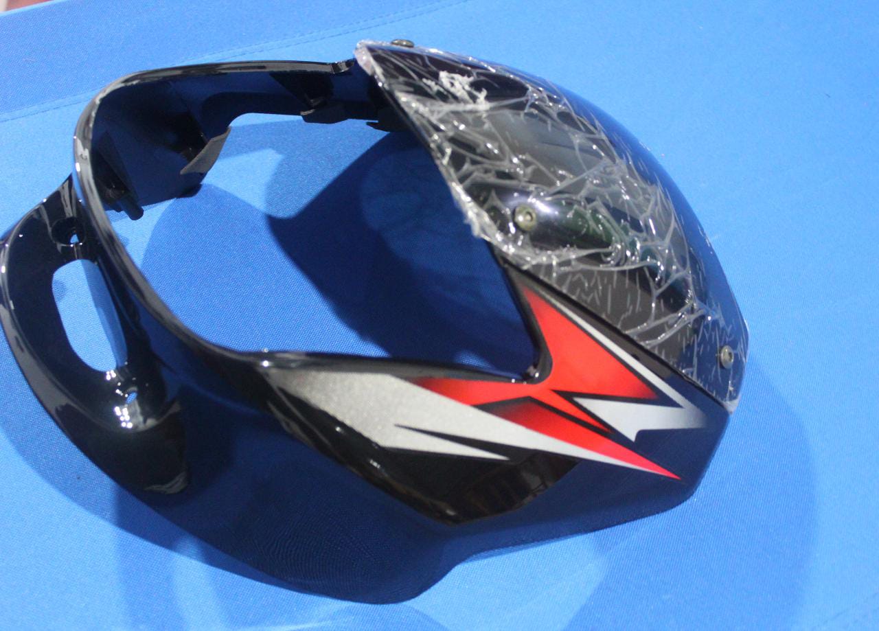 CT 100 Front cowl (head cover with visor) - red & black   (ct100 bike parts). 