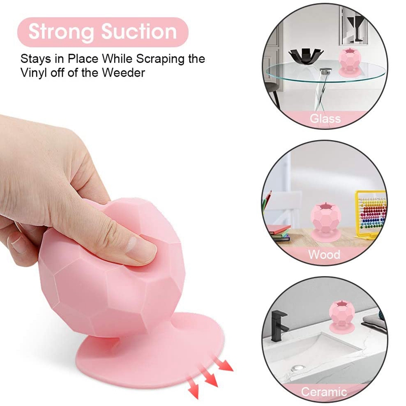 Large Capacity Suctioned Vinyl Weeding Scrap Collector Silicone Suctioned Can for Vinyl Disposing Pink 