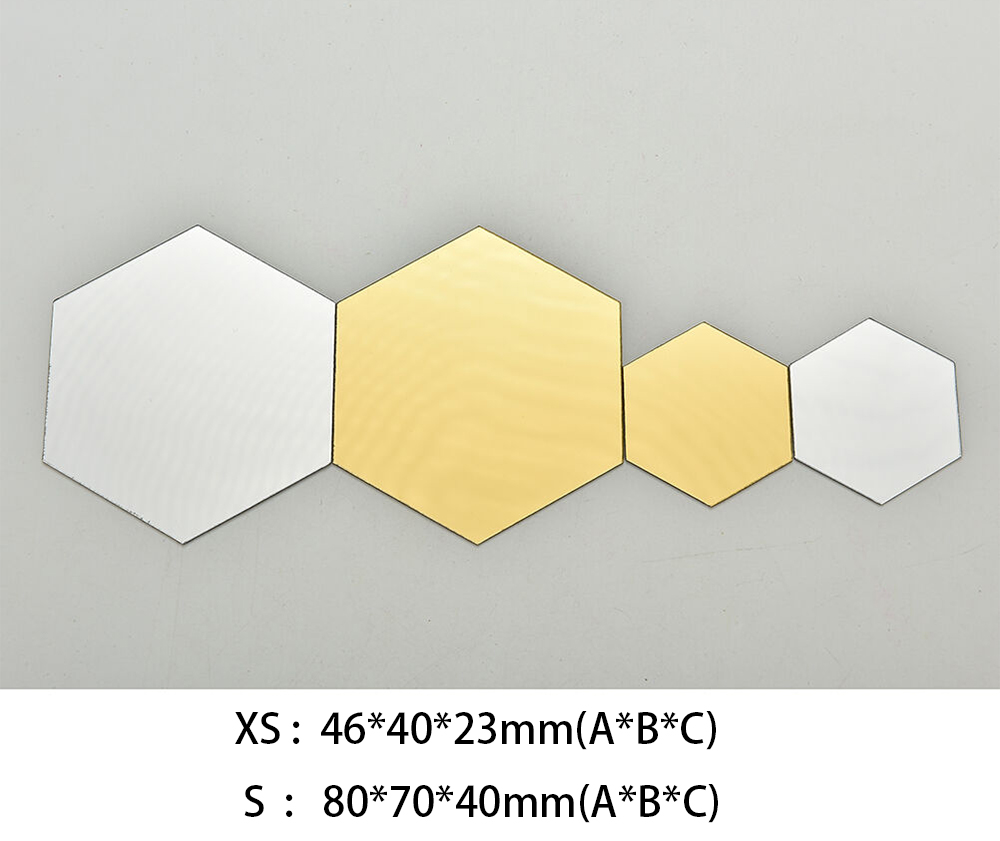 【BestGO】12pcs 3D Mirror Hexagon  Sticker Dinding Model Vinyl Removable Wall Sticker Decal Home Living Room Decor. 