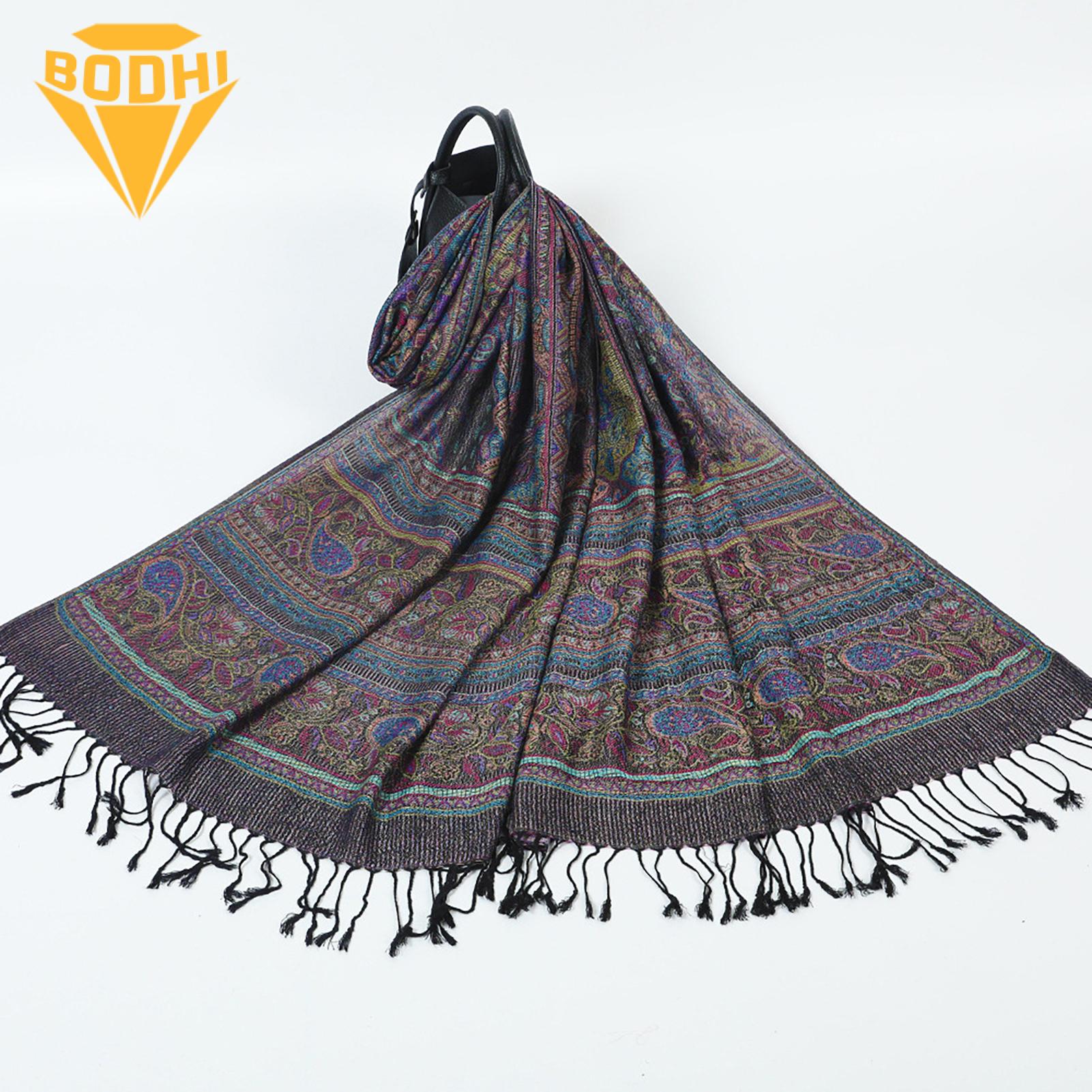Plant Flower Patterned Wrap Stylish Floral Jacquard Shawl with Tassel Detail Perfect for Spring Autumn for Versatile Wrap Bright Color Women Wrap. 