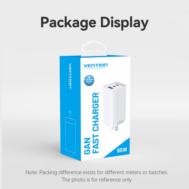 Vention 65W GaN 3 Port USB Type C Fast Charger Quick Charge 4.0 3.0 Type C PD USB Charger for iPhone 15 14 13 Pro Max Samsung S23 S22. 