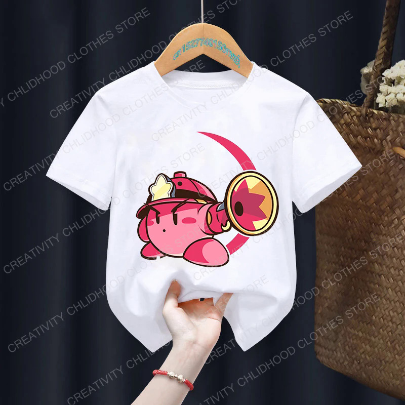 New Kirby CHILDREN'S T shirt kawaii anime kid cartoons T-shirt game casual clothes short sleeve girl boy birthday tee shirts top. 