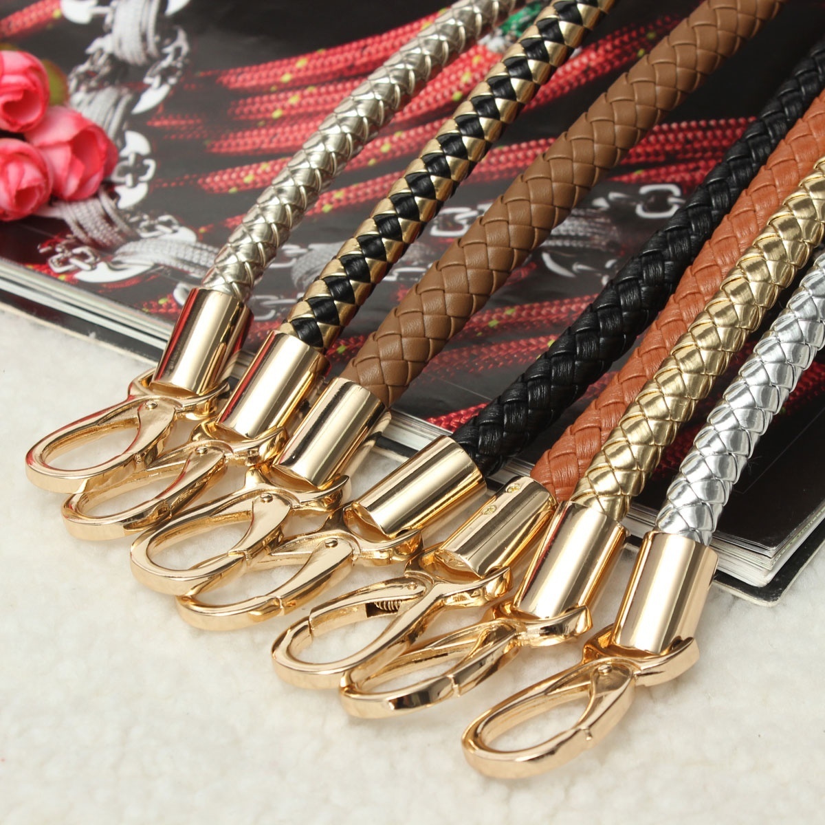 1PC 7-Colors PU leather Round DIY Shoulder Bag Purse Handle Replacement Handbag Strap. 