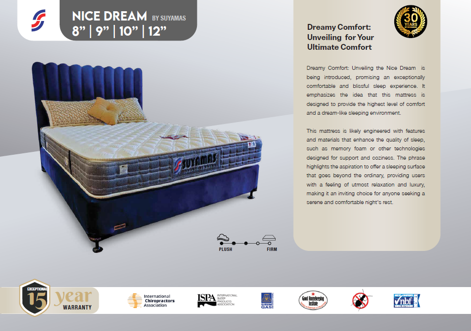 Suyamas Nice Dream 9" - Single Size Spring Mattress  (36" x 72" x 9")