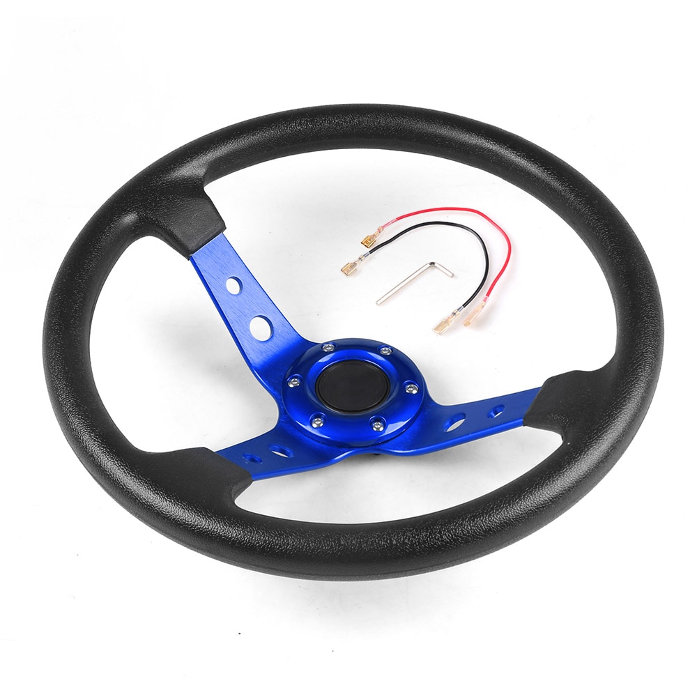 14inch 350mm Racing PU Leather Steering Wheel Aluminum Alloy Deep Corn Dish Sport Drifting Steering Wheels Universal（black）. 