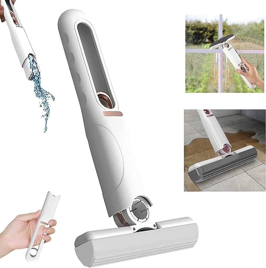 Portable Mini Mop,Self-Squeeze Mini Mop for Small Spaces,Wet and Dry Desktop Cleaning Mini Mop,Hand Free Squeeze Mop for Bathroom,Kitchen,Desktop, Glass. 