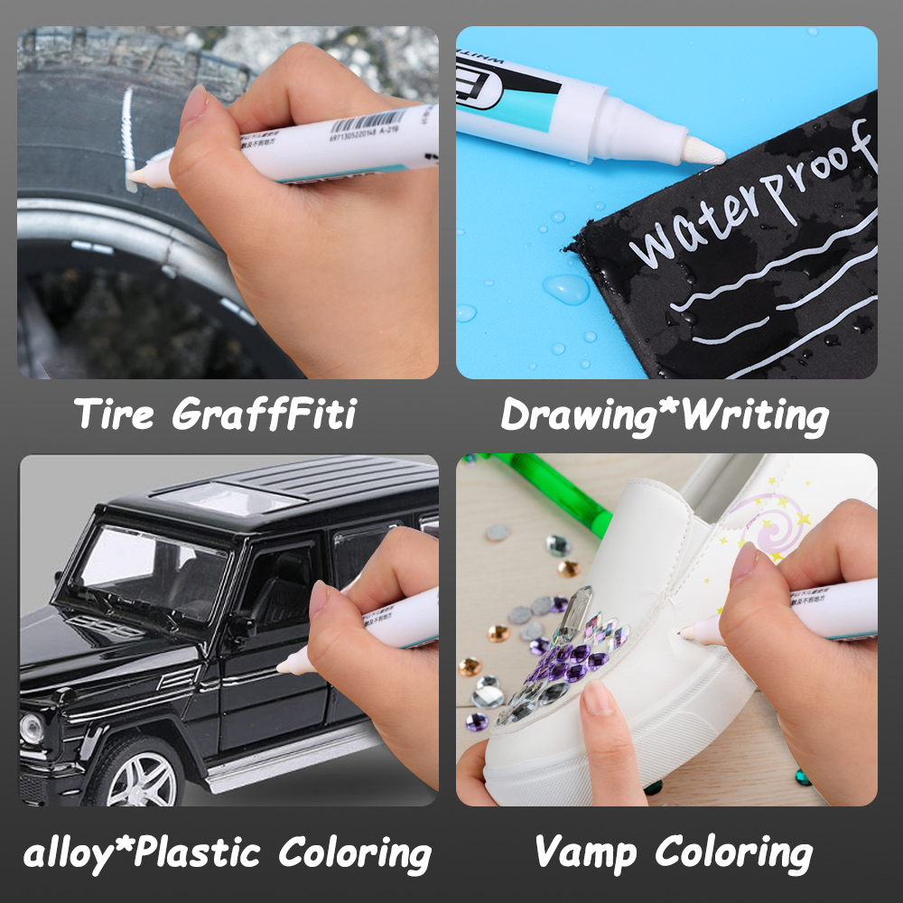 0.7/1.0/2.5MM 1/5pcs White Marker Pens Oily Waterproof Permanent Paint Markers Wood Plastic Leather Glass Stone Metal Supplies. 