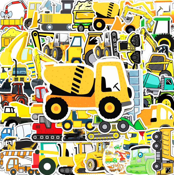 20/40/60pcs Engineering Vehicles Stickers Construction Field Machines Heavy Vehicles Stickers for Laptop Scrapbook Journal Kids Girls Boys Stickers