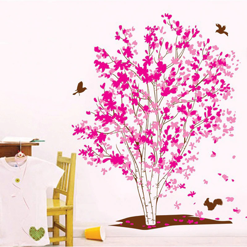Firewings Large Pink Flower Tree Wall Stickers Birds For Living Room Home Waterproof Sticker 60x90cm Online At Best S In Srilanka Daraz Lk
