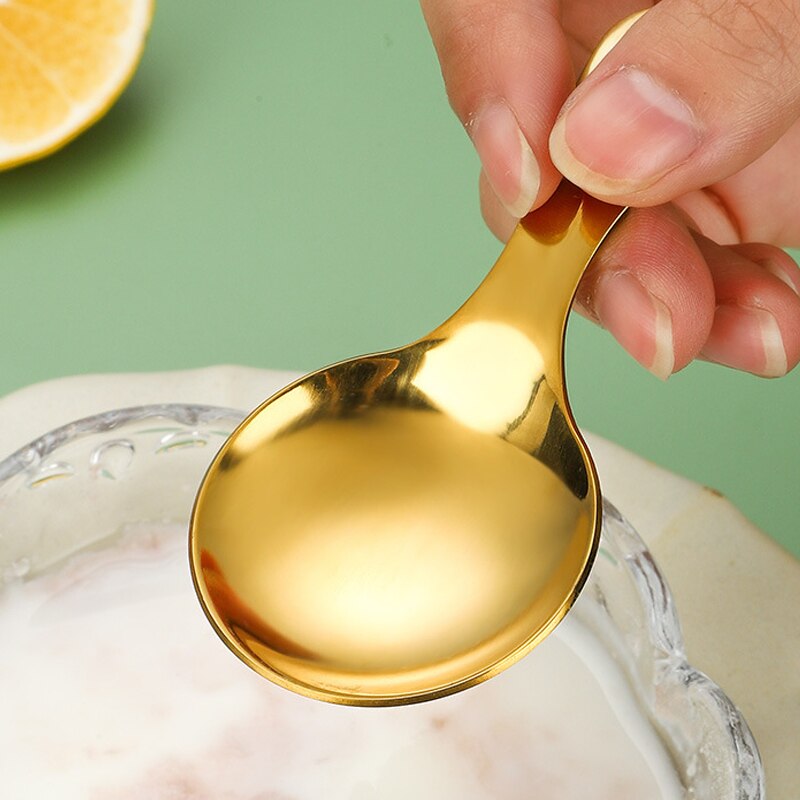 1pcs Cute 304 Stainless Steel Creative Mini Round Teaspoons Baby Ice Cream Dessert Spoon Kitchen Accessories Coffee Tiny Spoon. 
