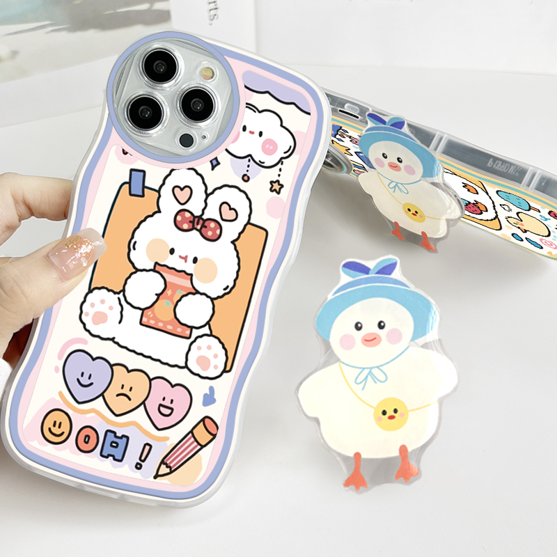 AMORVOR for Huawei Nova 3 Back Cover (With Free Holder) Cartoon Pattern Soft Wavy Phone Case Camera Protection Mobile Cover. 