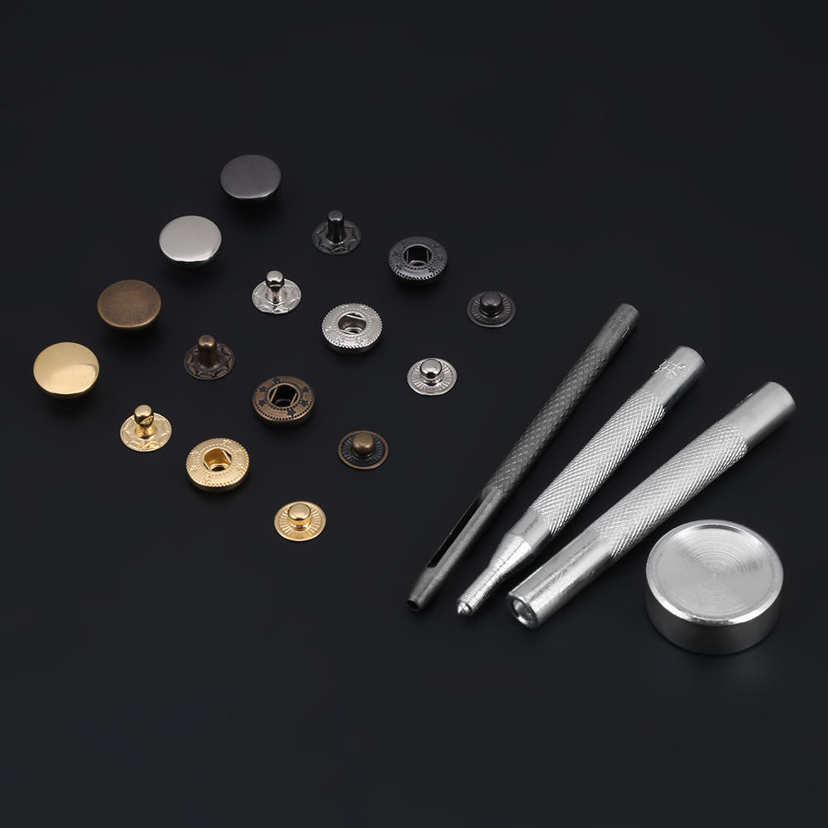 40 Sets 10/12mm Metal Snap Fastener Popper Buttons Press Stud Kit w/Setting Tool