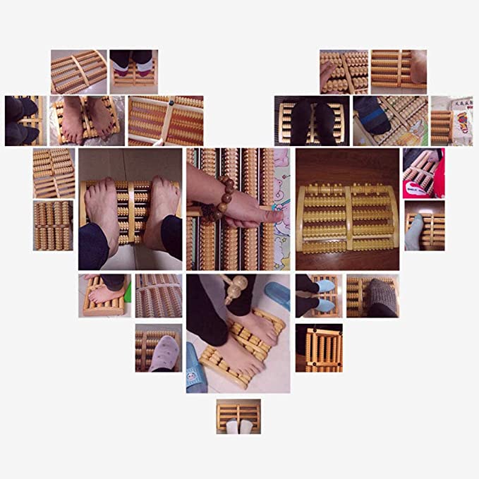5 Row Wooden Roller Foot Massager (27cm x 18cm x 4cm)/ 5 Row Body Stress Relaxation and Health Care Tool/ Pain Relief/Finger Massager/Foot Massager/Wooden Acupressure Pointed Massager. 