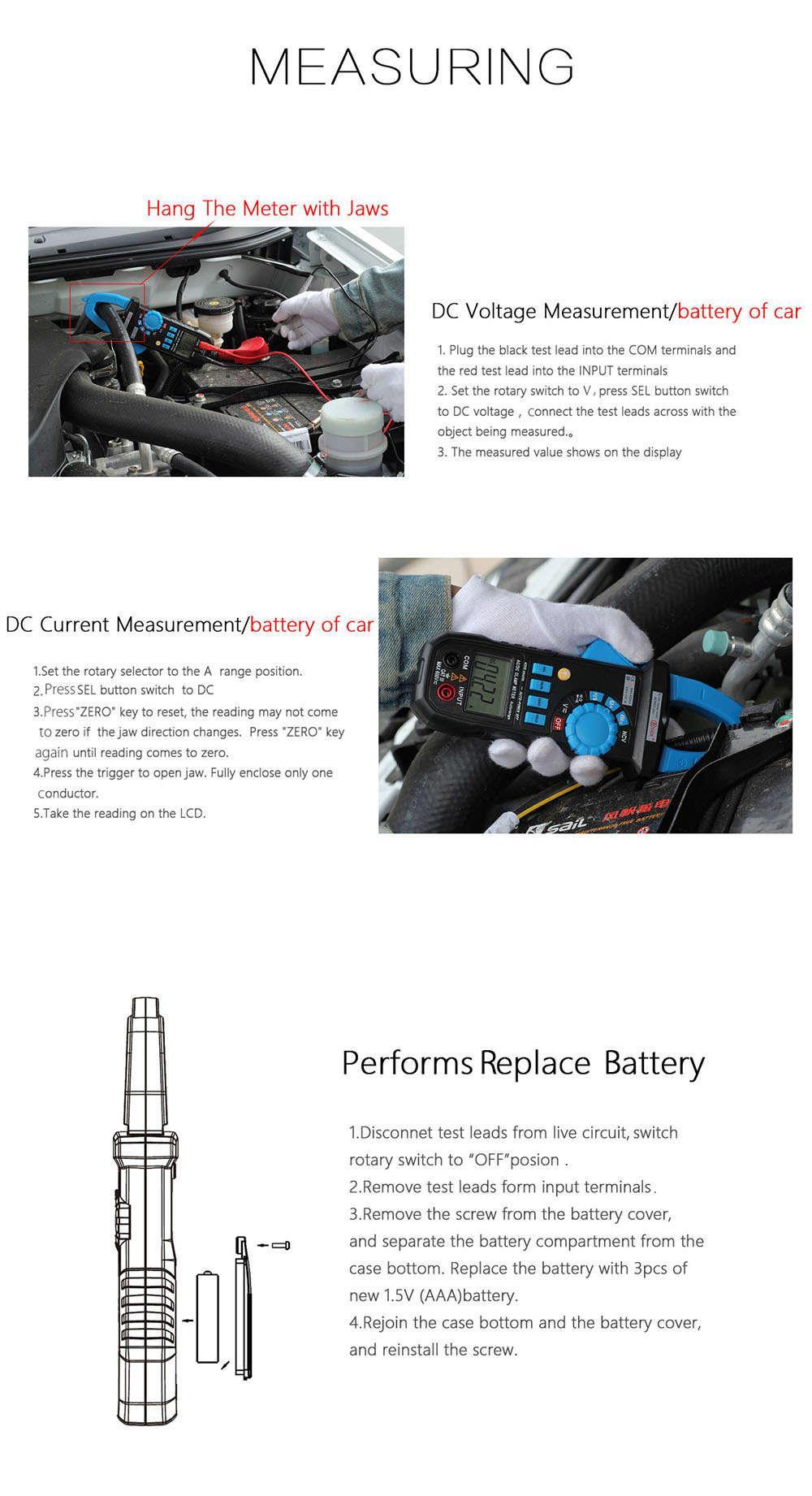BSIDE ACM03 Plus 400A Digital Clamp Meter Auto Range AC / DC Current Voltage Frequency NCV Tester BSIDE ACM03 Plus 400A Digital Clamp Meter Auto Range AC / DC Current Voltage Frequency NCV Tester