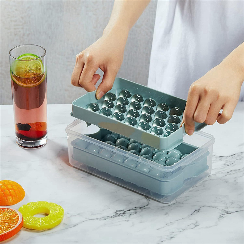 Mini Ice Cube Tray with Bin & Scoop Ice Tray for Mini Fridge Freezer Crushed Ice Tray for Chilling Drinks Coffee Juice. 