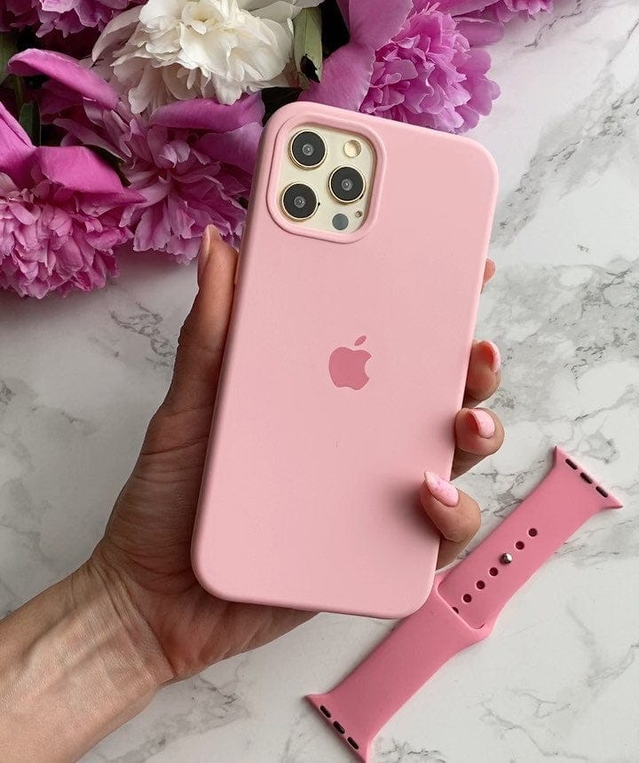 iPhone 12 Pro Max, 12Pro, 12 Luxury High Quality Silicon Back cover-Pink. 