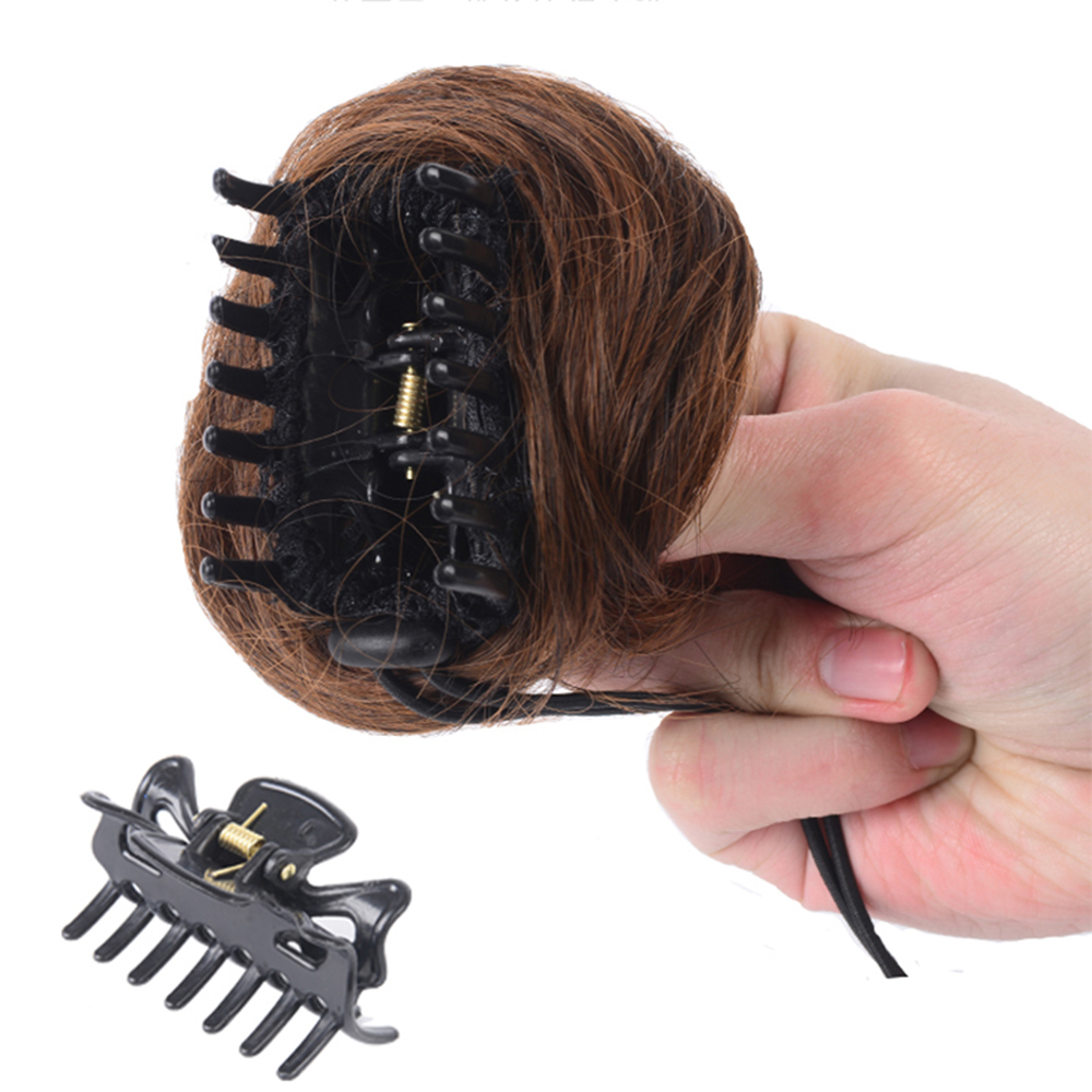 Short Women's Synthetic Hair Donut Bun Hairpiece with Claw Clip - Restylable Messy/Neat Chignon for Instant Volume. 