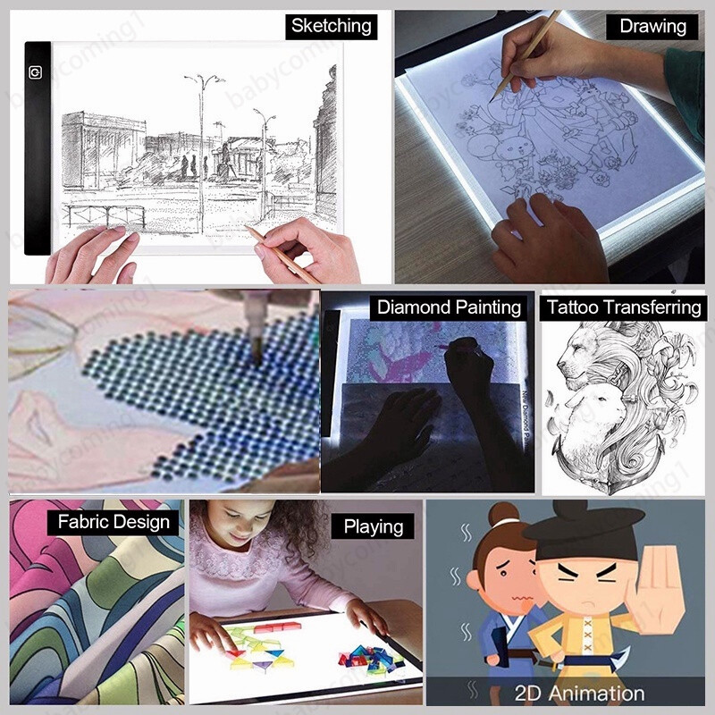 A4 LED Copy Board Light Pad Drawing Tracing Tablet Copyboard Animation Sketching Stencil Diamond Painting USB. 