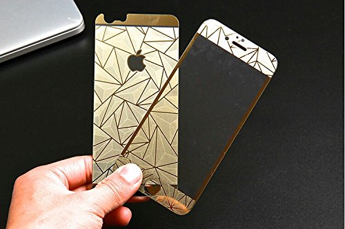 Appl iPhon 4S / 4 / 4G Premium 3D (Front + Back) Diamond Pattern Mirror Tempered Glass - Screen Protector