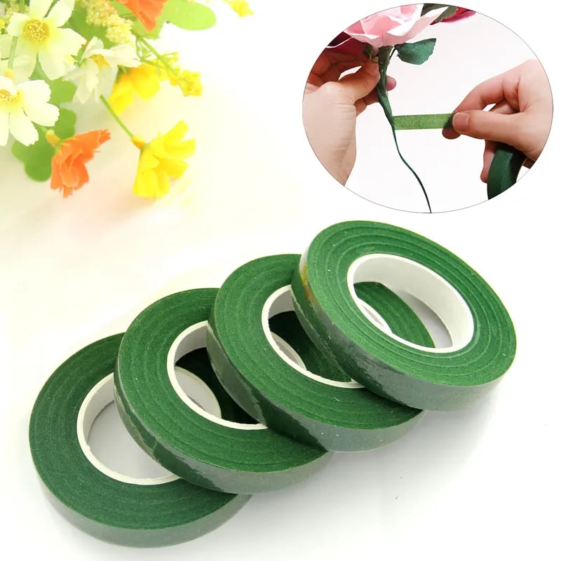 【Hannah Martin Official Store】1PC 30 Yard Green Stem Tape Stationery DIY Decorative ing Tape Stretchy Tape Nylon Flower Supplies. 