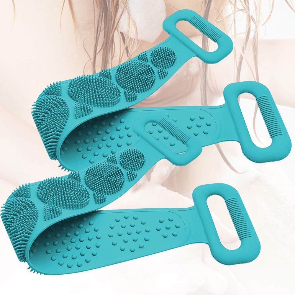 Silicone Gel Scrub Bath Brush Strip Massage Back Rubs Bathing Tape Long Back Rubbing Sided Silicone Scrub Body Skin Bath. 