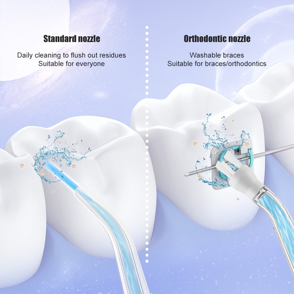 【Hengli jewelry story】4 Nozzles Draagbare Elektrische Monddouche Usb Oplaadbare Water Flosser Tandheelkundige Waterstraal 230Ml IPX7 Waterdichte Teethbrush. 