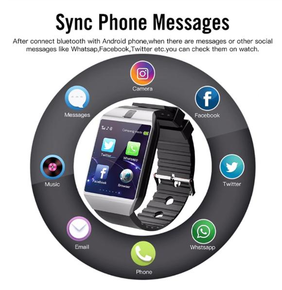 Bluetooth Smart Watch DZ09 Phone With Camera Sim TF Card Android