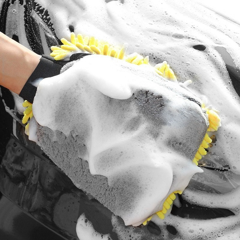 Waterproof Car Wash Microfiber Chenille Gloves Thick Car Cleaning Mitt Wax Detailing Brush Auto Care Double-faced Glove. 