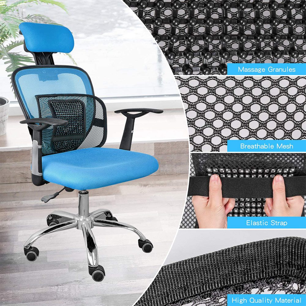 Mesh Back Support for Office Chair, Lumbar/Chair Back Support with Elastic Strap Back Rest for Car Seat/Back Pain Relief. 