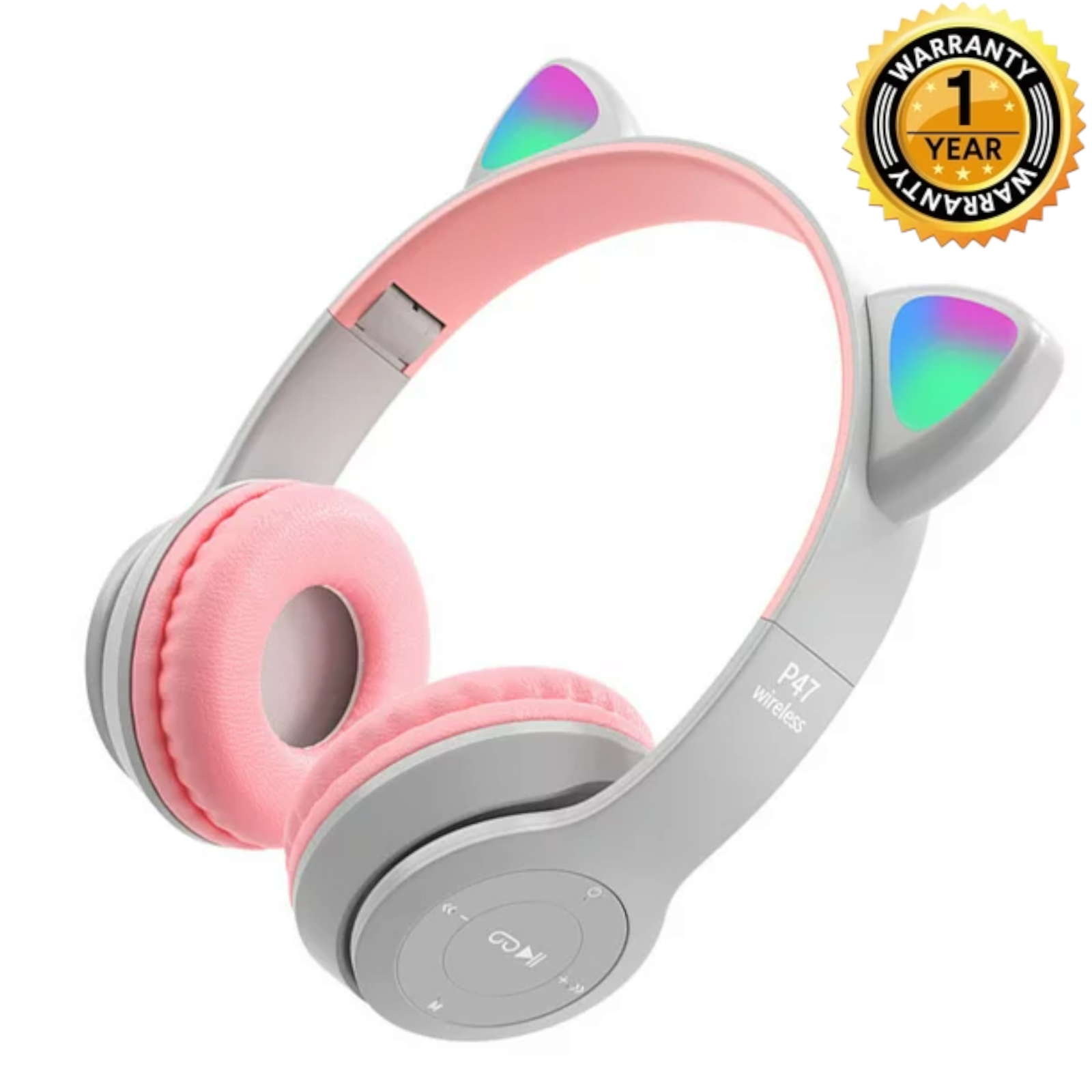 Wireless P47M Headphones Cat Ear LED Light Up Bluetooth-compatible Foldable earphones Over Ear Microphone for Online Distant Learning P47M Cat Ear Bluetooth Headset Wireless Headphone With Mic Noise Cancelling Stereo Music Helmet Phone Headset. 