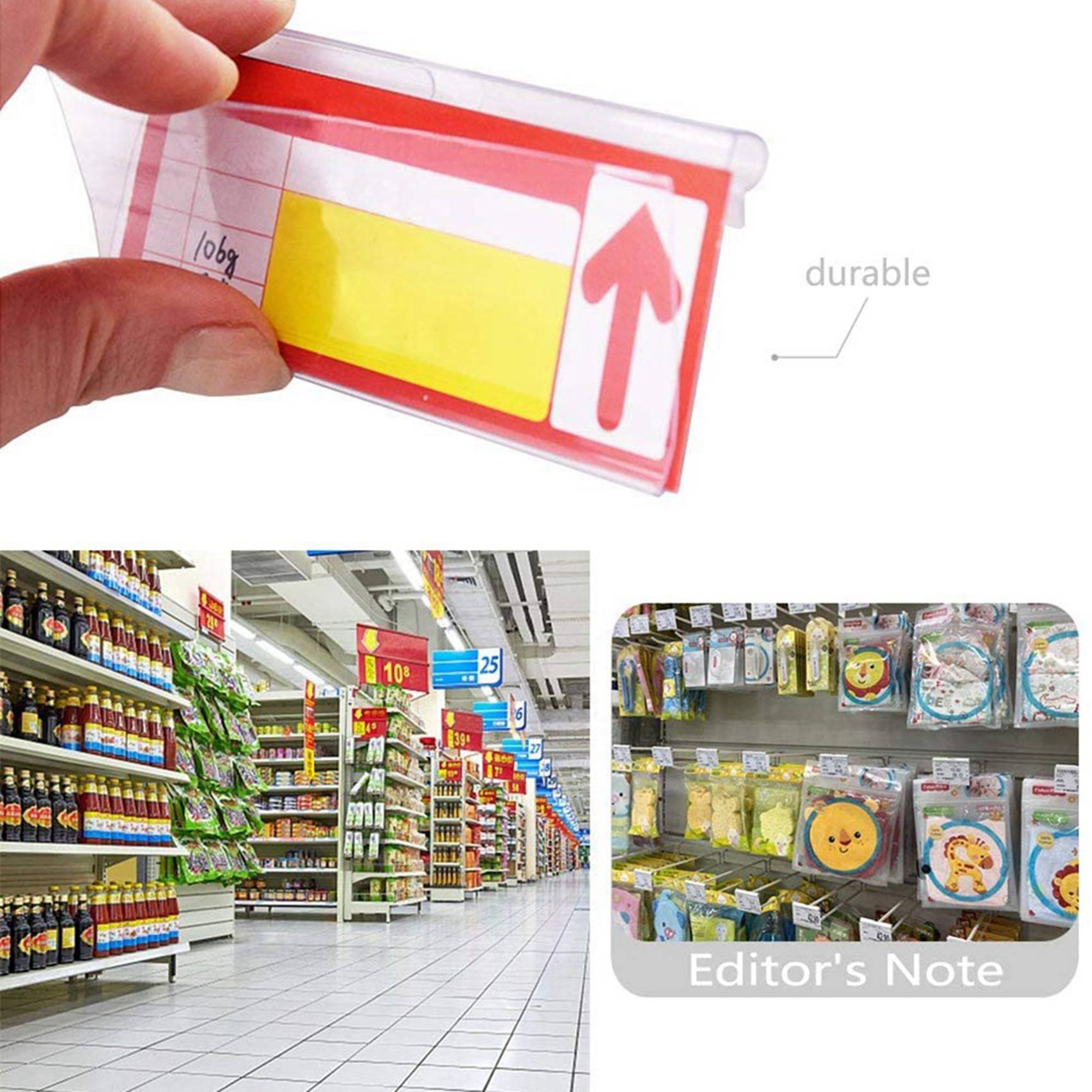 200Pcs Clear Plastic Label Holders for Wire Shelf Retail Price Label Holders Merchandise Sign Display Holder (6 x 4 cm). 
