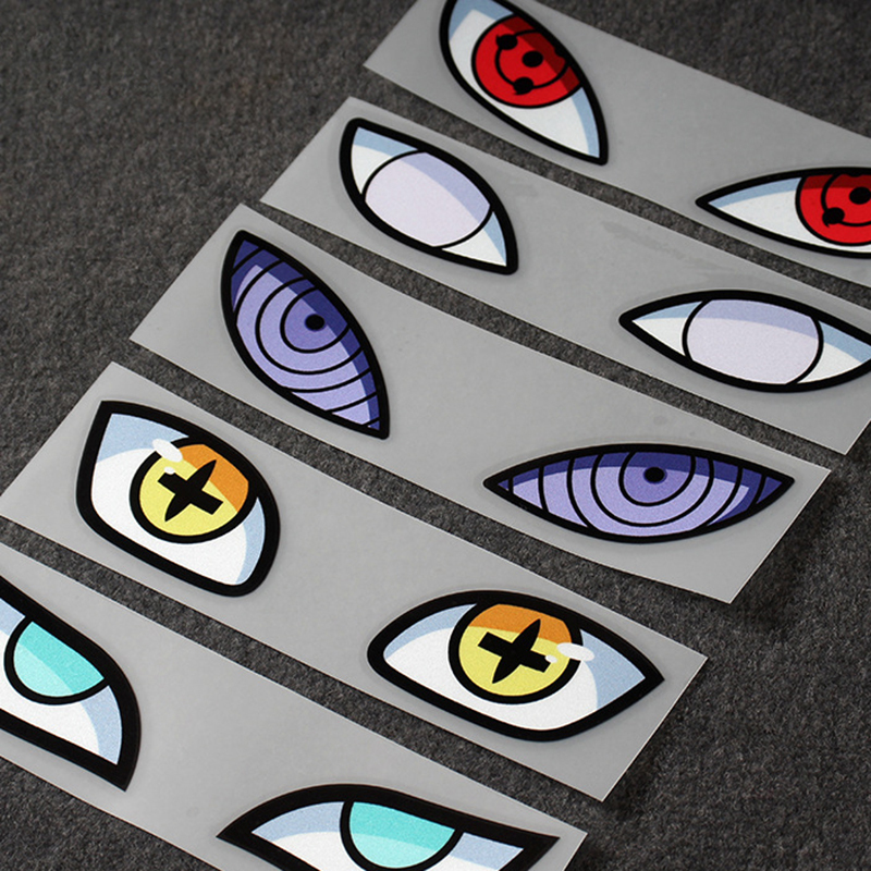 【Hot】 Anime Naruto Figure Sticker Uchiha Itachi Sharingan Madara Rinnegan Eyes Stickers Car Light Helmet Window Reflective Stickers. 