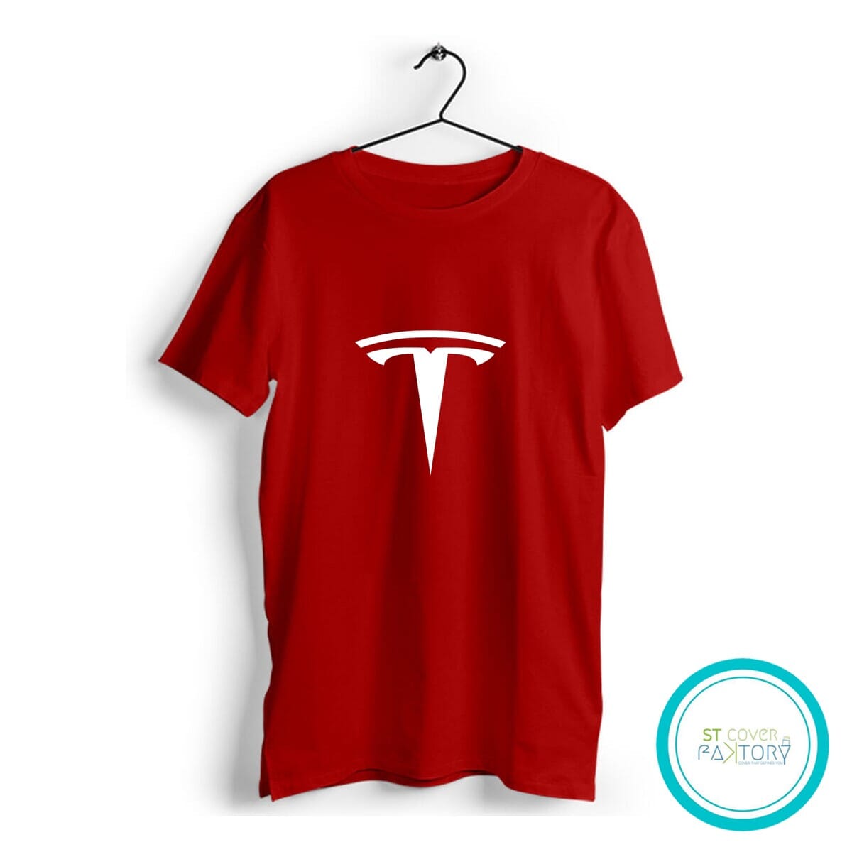 Tesla red Tshirt  unisex  tees  designer tees  crew neck  silver white  red  blue  black. 