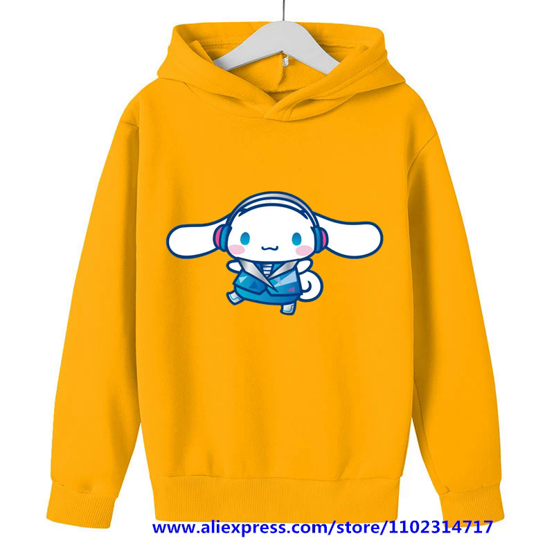 New MINISO Cinnamoroll Hoodie Kids Clothes Girls Sweatshirts Spring Boys Long Sleeves Hoodies Sanrio Cartoon Hooded Tops. 