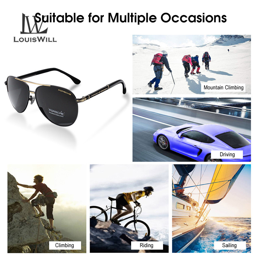 LouisWill Mens Oversized Polarized Shades Sunglasses Outdoor 100% UV Protection Lightweight Eyewear with Free Box. 