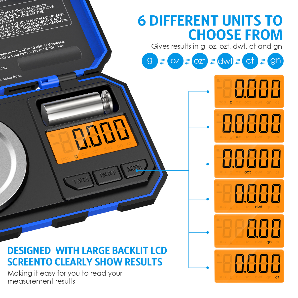 【ZOSR】Brifit 0.001g/50g Digital Pocket Scale, 0.001g Division Precision Mini Food Scales, Portable Mini Jewelry Scale with Calibration Weights, Tweezers, , Tare Function, for Jewelry, Experiment,with 50g Calibration Weight and Tweezers. 