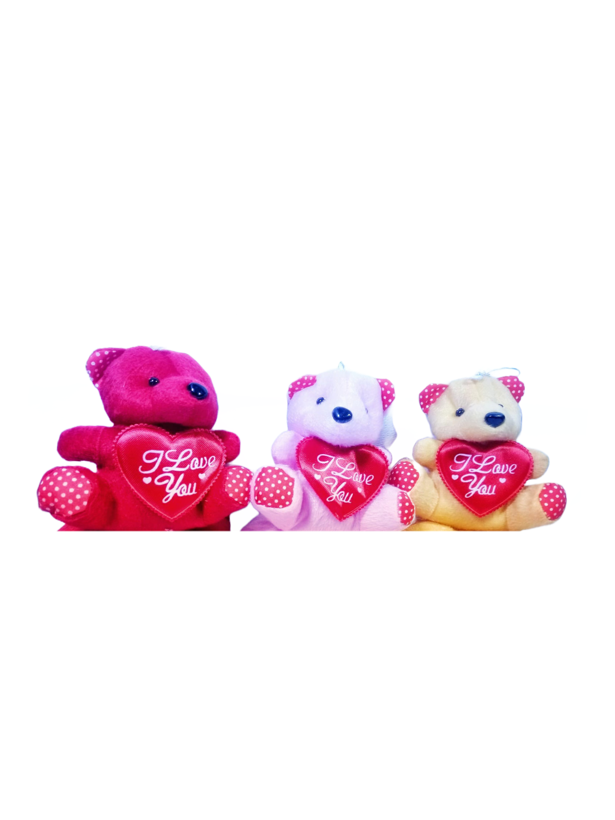 Love soft mini teddy bear with hearts for lovely gift, for car hanging soft toy ornament, car decoration teddy bear with high quality material. (3 PCS). 