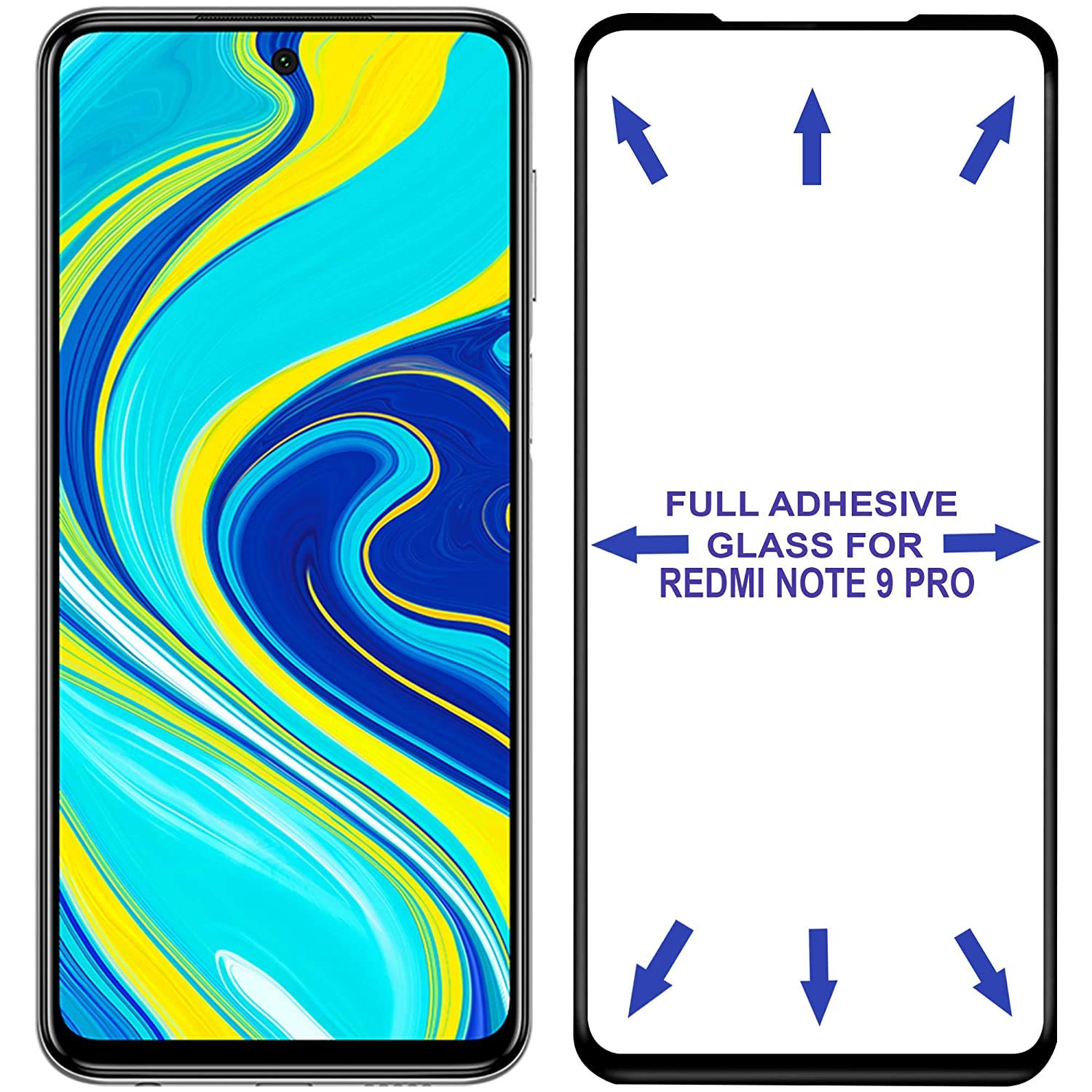 OriginaI 9H Full Glue Edge to Edge Full Screen Anti-Scratch Tempered Glass for Xiaomi Mi Redmi Note 9 9s 9Pro Screen Protection. 