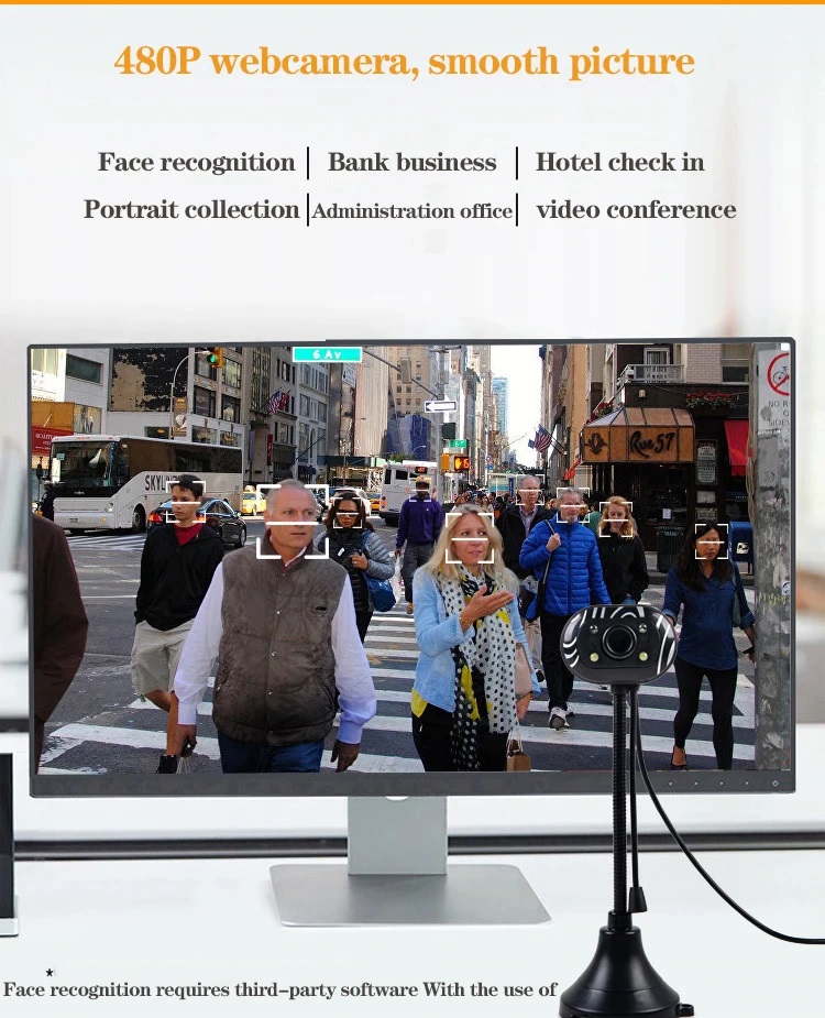 Webcam HD Camera With Microphone 480P USB Plug and Play For PC Laptop High Flexibility Streaming Online Class Digital Web Camera With Mic. 