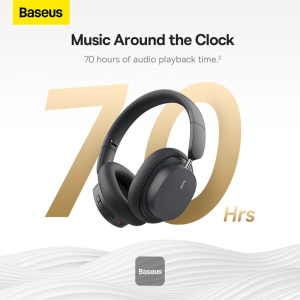 Baseus Bowie D05 Wireless Headphones Noice Reduction 70Hr Battery Grey 6 Months Warranty. 