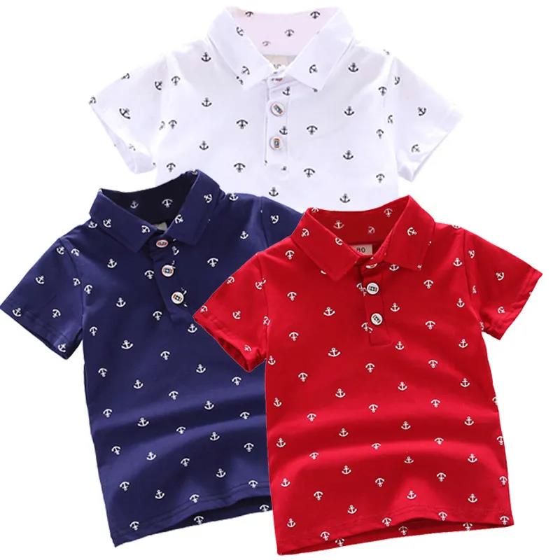Direct Sale Cotton Shirt Top 2024 Summer New Baby Kids Boys Fashion Breathable Print Short Sleeve Lapels
