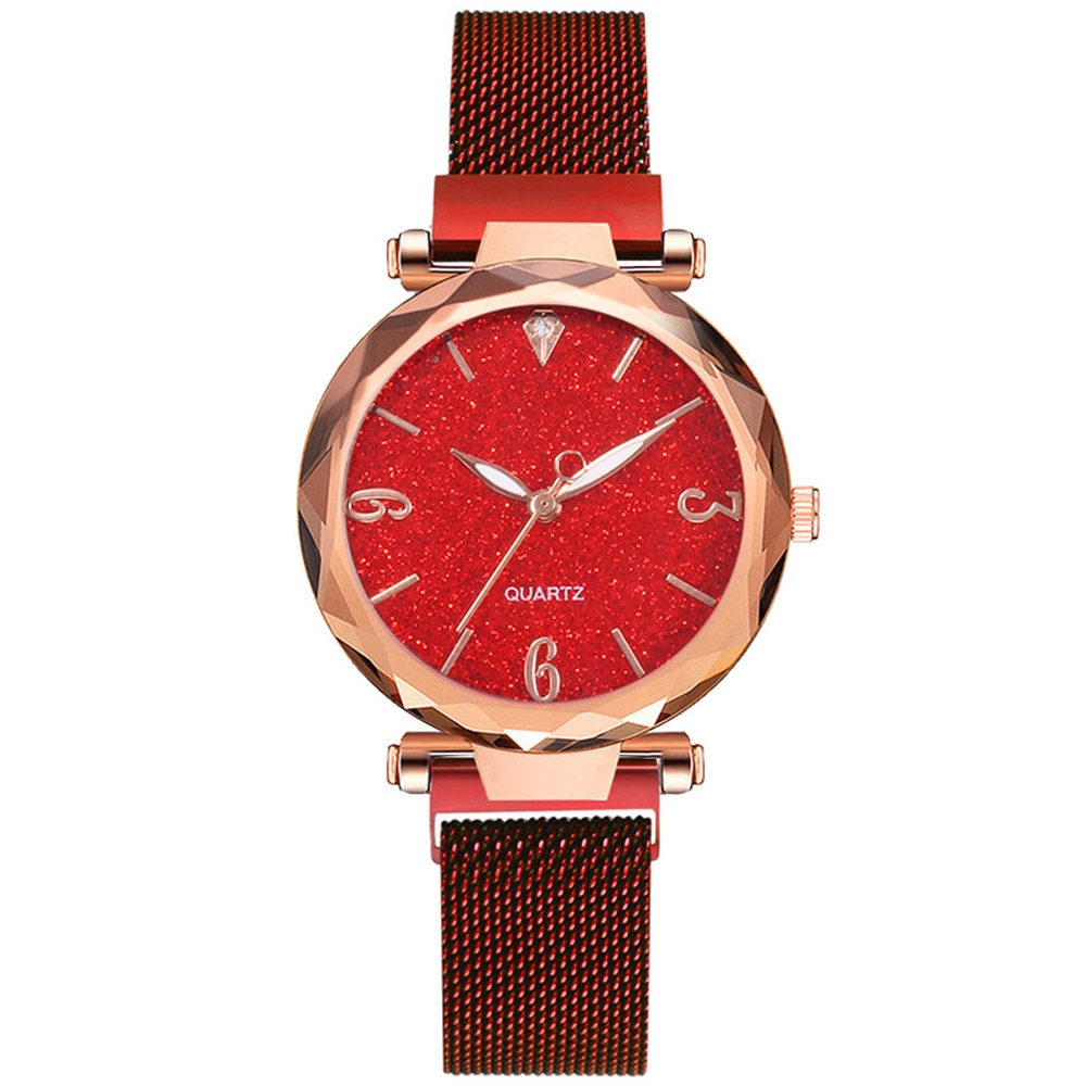 Rose Gold Women Watch 2020 Top Brand Luxury Magnetic Starry Sky Lady Wrist Watch Mesh Female Clock. 