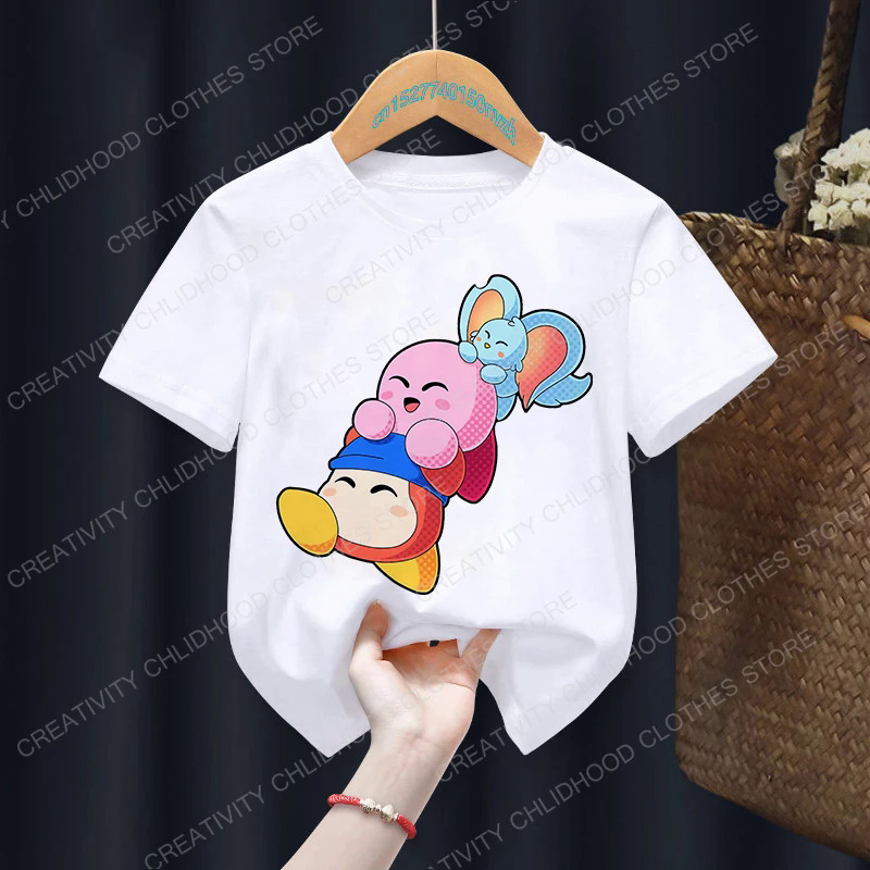 New Kirby CHILDREN'S T shirt kawaii anime kid cartoons T-shirt game casual clothes short sleeve girl boy birthday tee shirts top. 