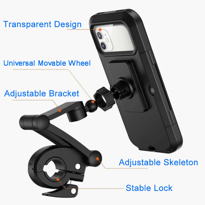 Waterproof Bike Phone Mount Cell Phone Holder for Motorcycle - Bike Handlebars, 360° Adjustable Universal Motorcycle Phone Mount Bike Phone Holder with TPU Touch-Scree. 