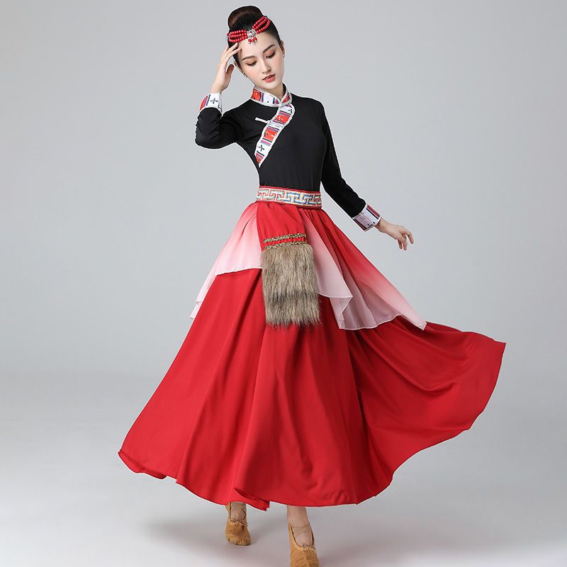 2023New Tibetan Dance Costume Men and Women Tibetan Long White Silk Sleeves Performance Costumes Mongolian Ethnic Performance Wear