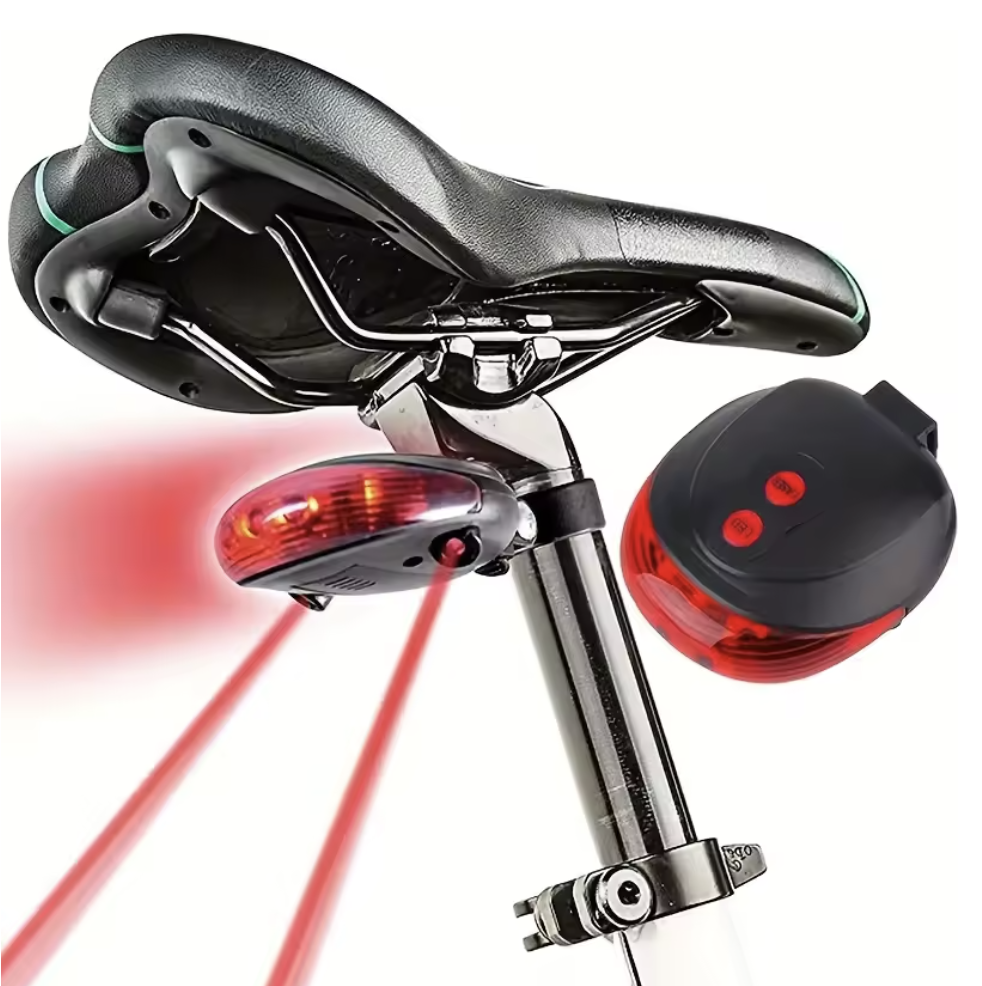 Bicycle Laser Lights 5 LED 2 Lasers 3 Modes Bike Taillight Rear Light Safety Warning. 