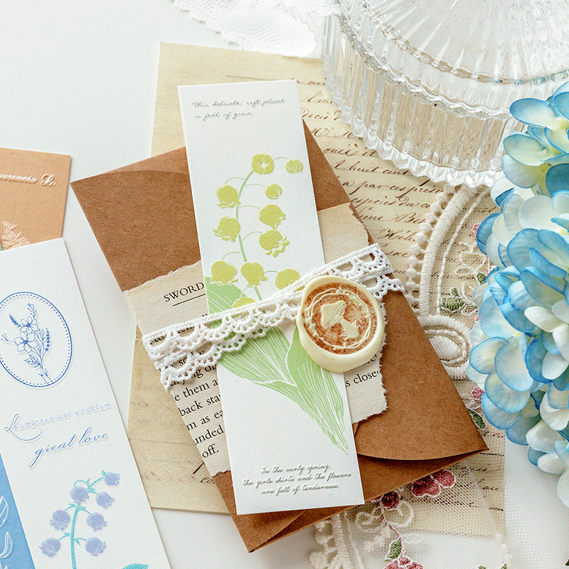 Special Paper Letterpress Box Bookmark Natural Imprinting Series Fresh Literary Gift Message Card 20 Pieces. 