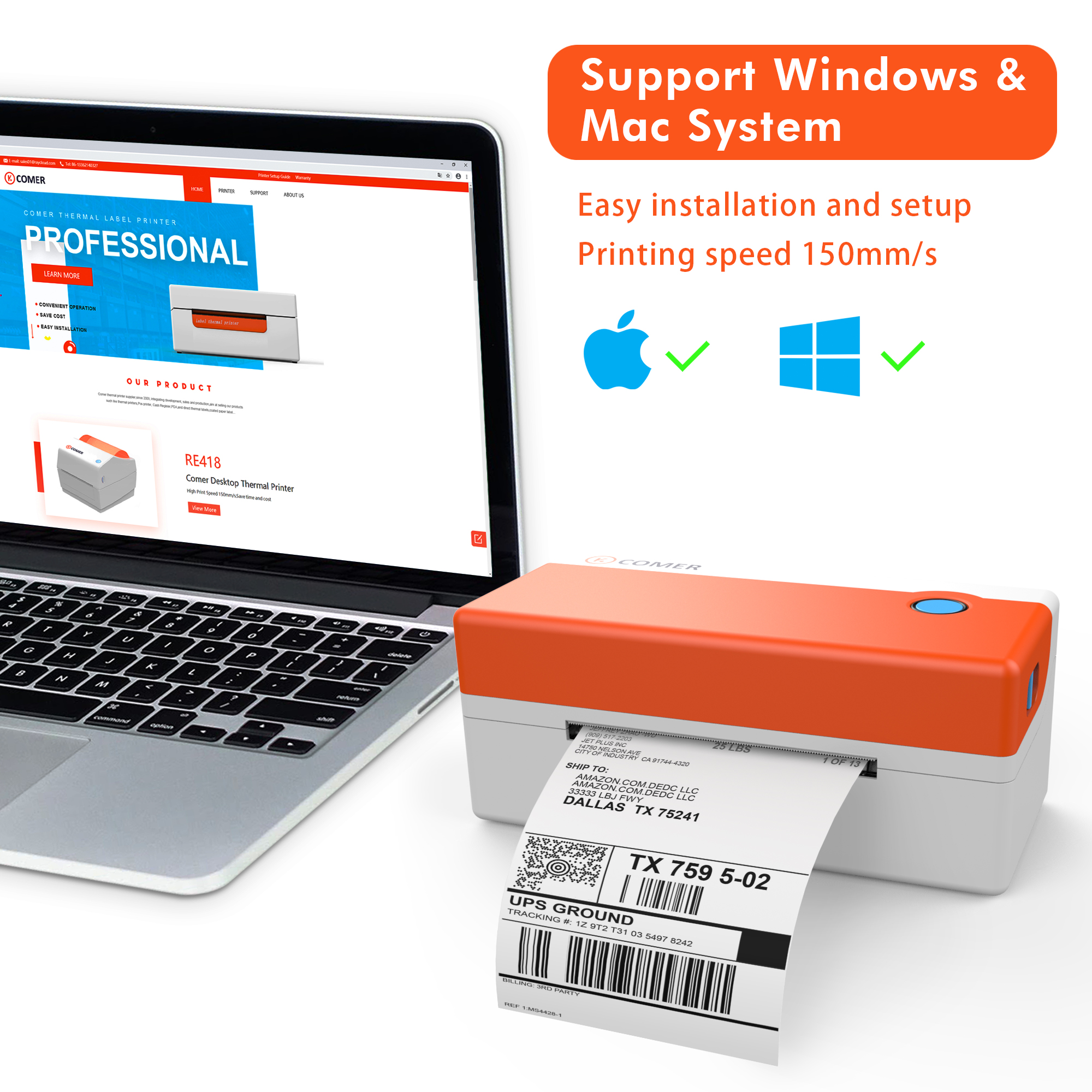 comer shipping label printer