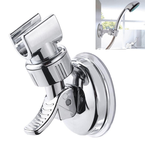 Adjustable Shower Head Holder Bathroom Chrome Wall Mount Strong Suction Handheld Shower Bracket. 